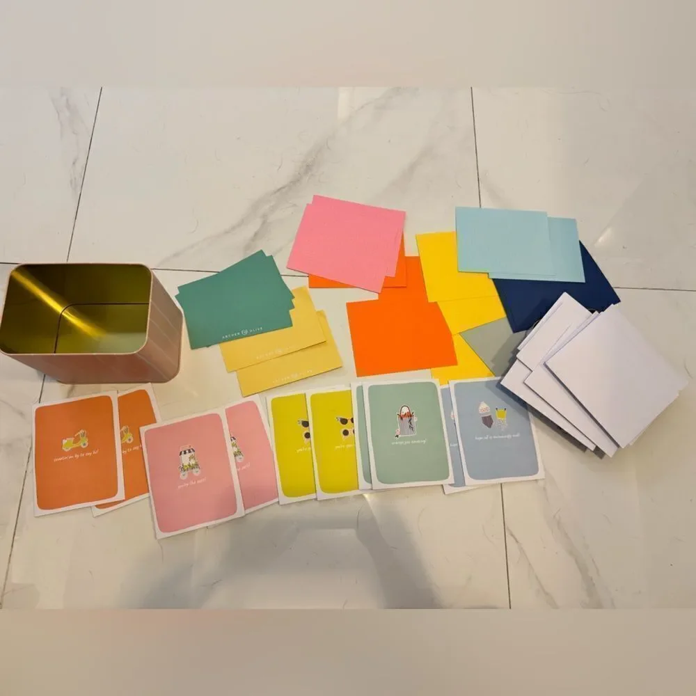 Archer and Olive Colorful Card Set with Tin Box